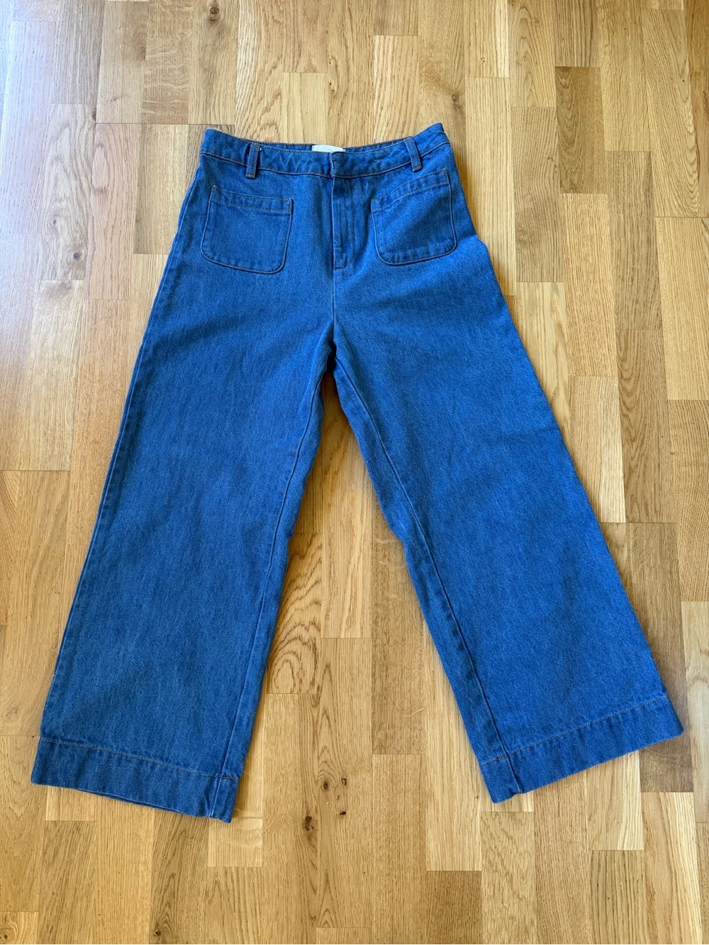 Sezane Wide-Leg Flare Jeans in Medium Blue